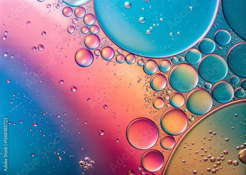 abstract background with bubbles, Vibrant Abstract Oil and Water Bubbles with Gradient Colors Background image photo