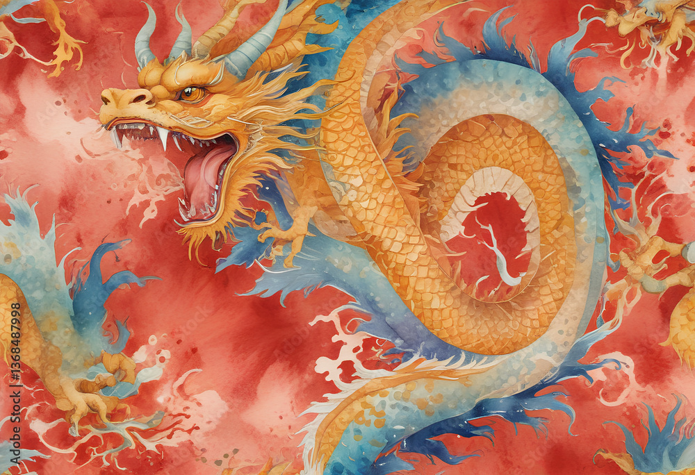 Fototapeta premium chinese dragon on the wall