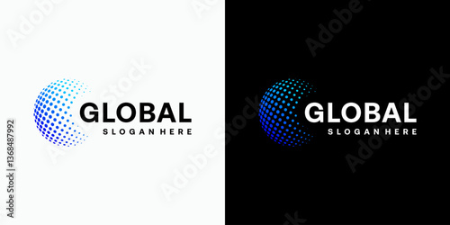 Geometric polygonal hexagon globe vector logo design with modern, simple, clean and abstract style.