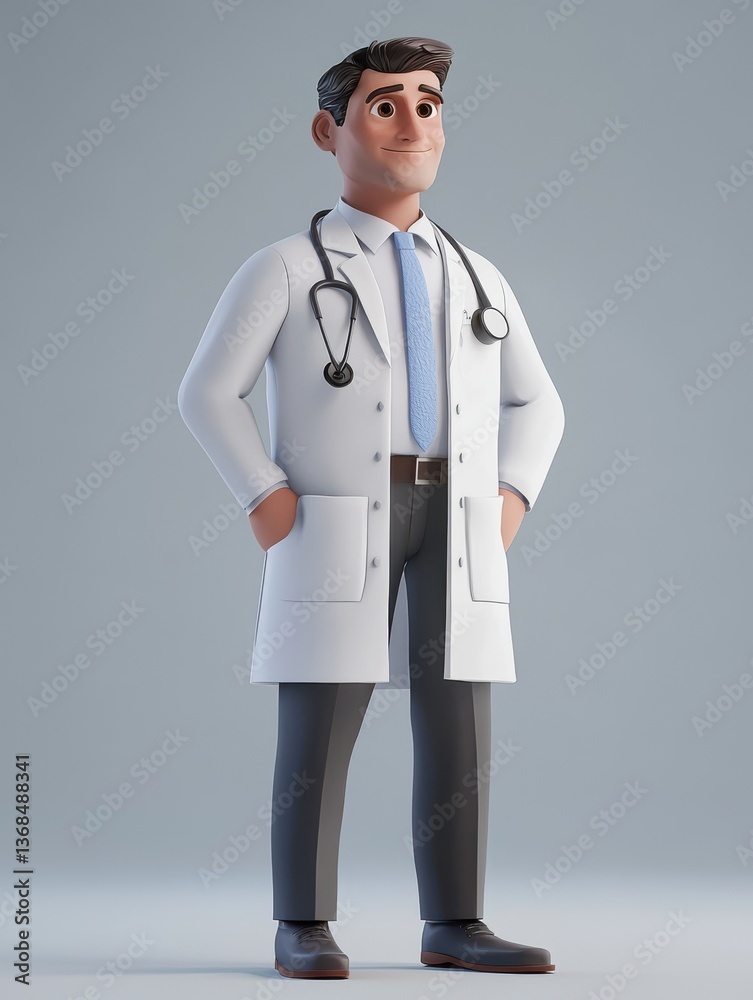 3D Render of a Male Doctor in a White Coat with a Stethoscope 3D Render of a Male Doctor in a White Coat with a Stethoscope