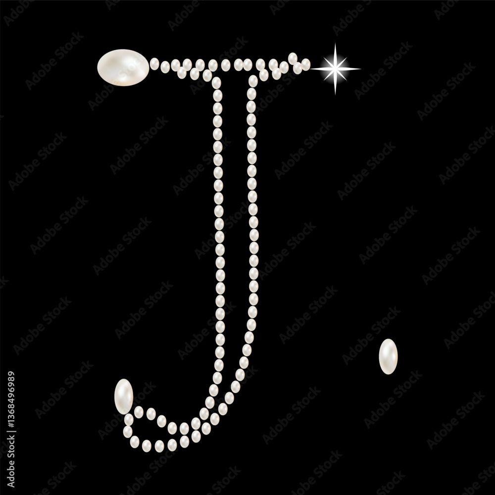 Capital Letters of English alphabet romantic with pearls
