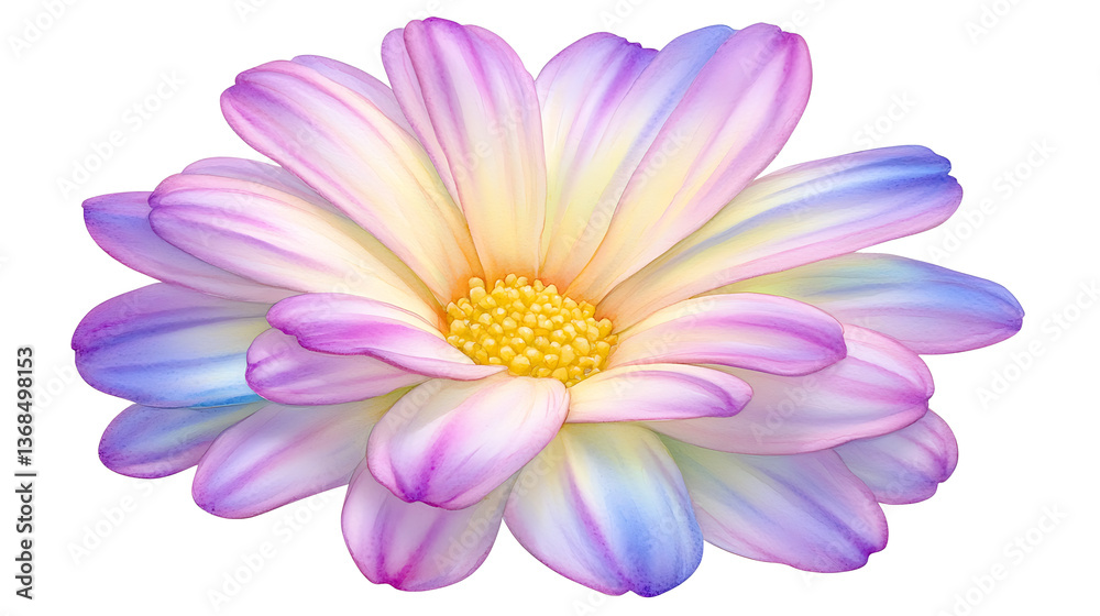Obraz premium A flower with a yellow center and purple petals