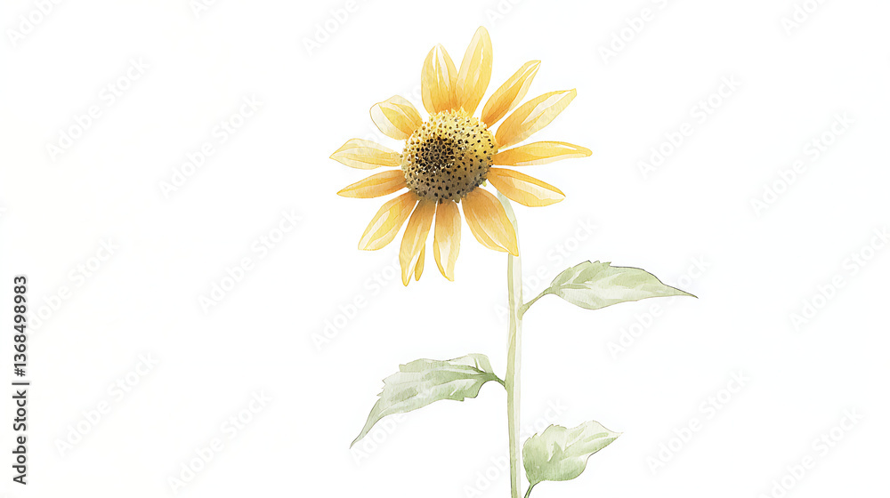 Obraz premium A yellow flower with a brown center