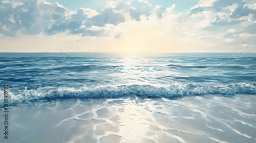 Tranquil Morning Seascape Painting for Relaxation and Home Decor