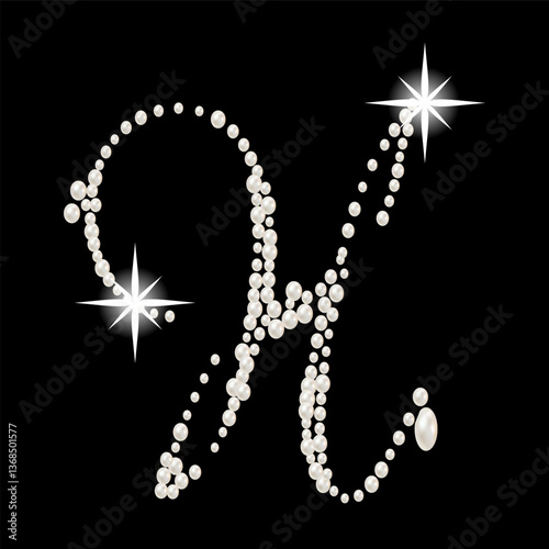 Obraz na płótnie Capital Letters of English alphabet romantic with pearls w salonie