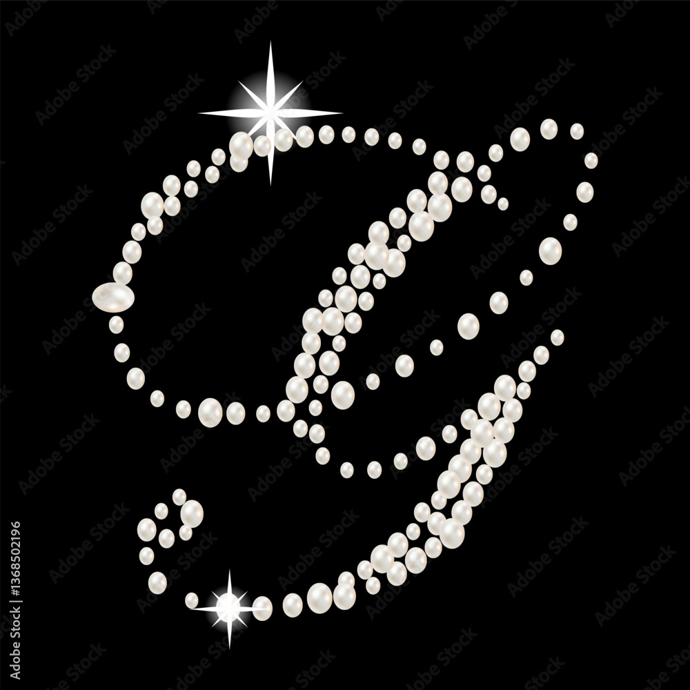 Capital Letters of English alphabet romantic with pearls