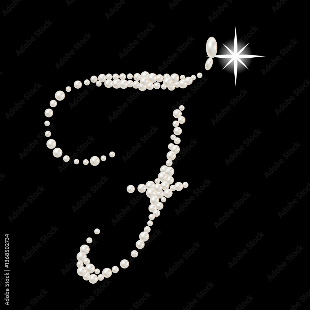 Capital Letters of English alphabet romantic with pearls