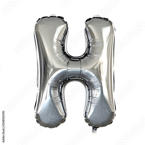 Capital letter H chrome silver shine balloon. Silver balloon letter 