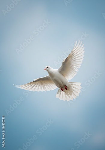 Wallpaper Mural White Dove Soaring Peaceful Sky Soft Light. AI Generated Torontodigital.ca