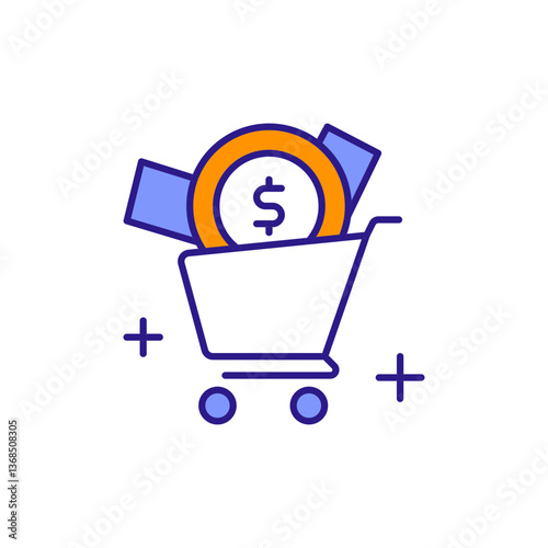 Wheelbarrow of Money Icon for Hyperinflation Representation.