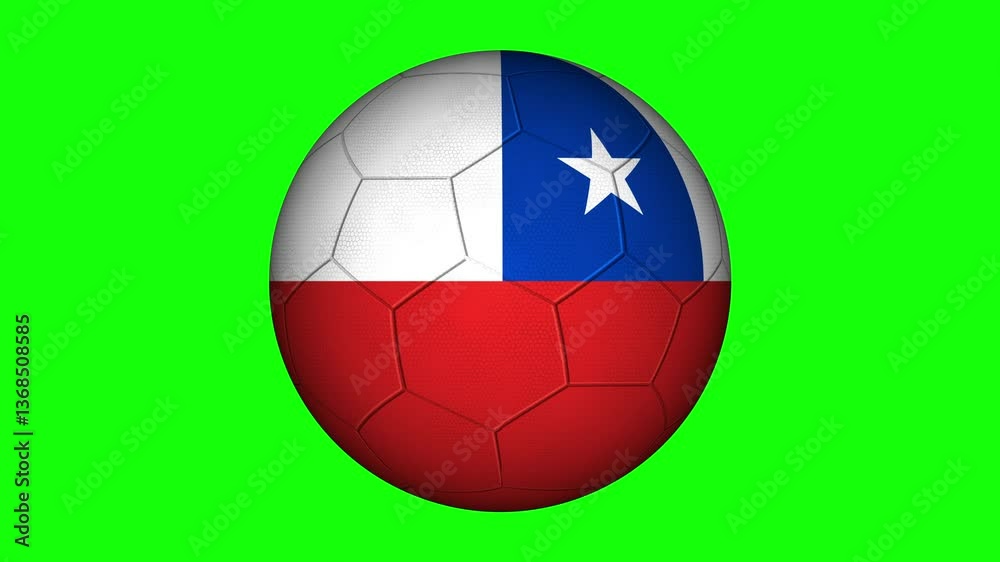 soccer ball with country flag pattern, motion and  spinning, isolated on green screen