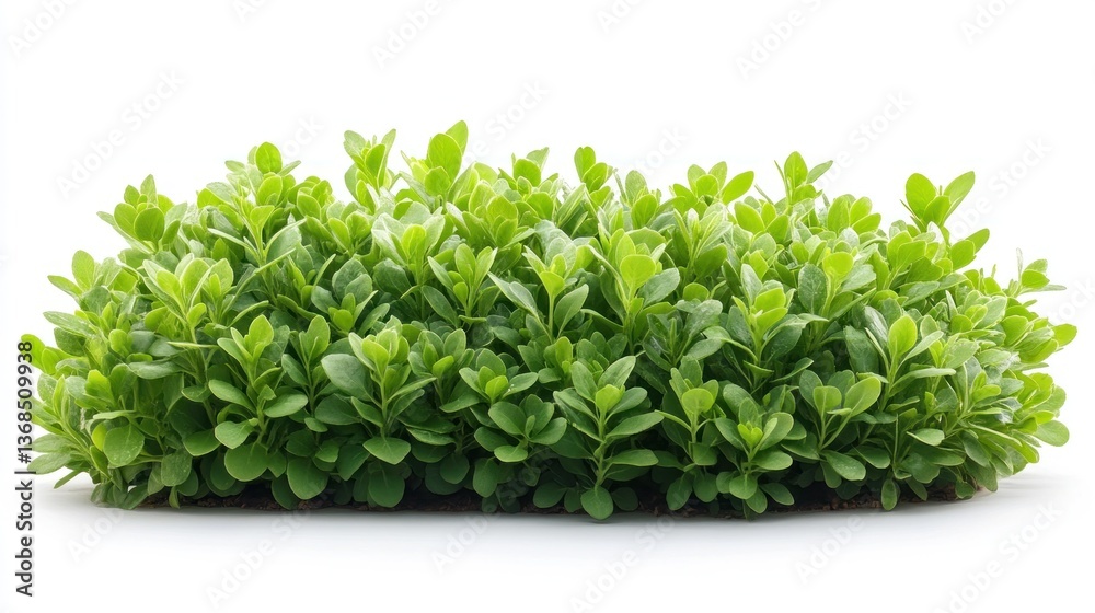 Obraz premium Vibrant Green Bush, Lush Foliage, Isolated on White Background