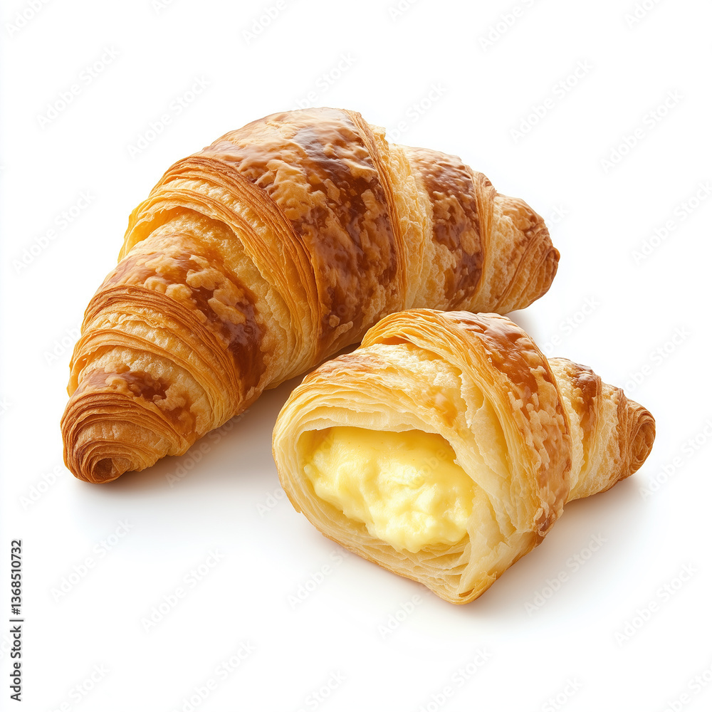 Fototapeta premium croissant filled with custard isolated on white background