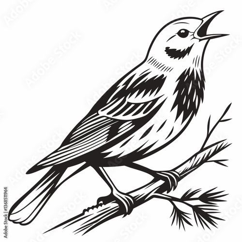 yellow warbler black silhouette icon vector