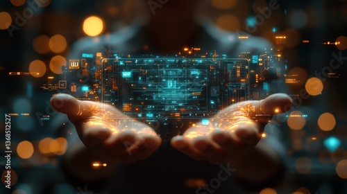 Innovation and Technology: Hands Holding Digital Interface