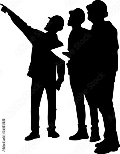vector silhouettes of construction workers