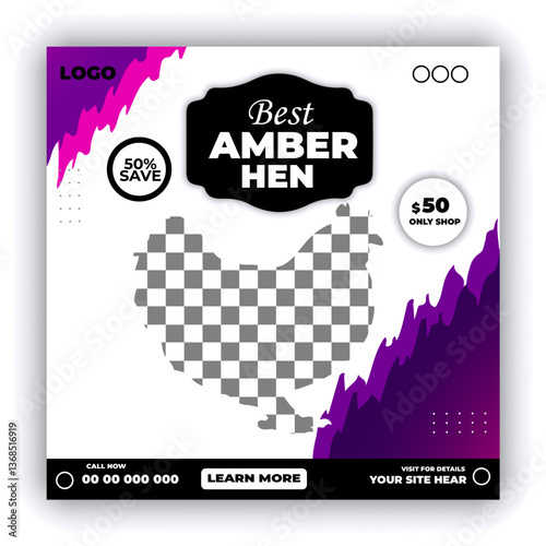 Hen post Ginger design and Chicken farm Advertisement template