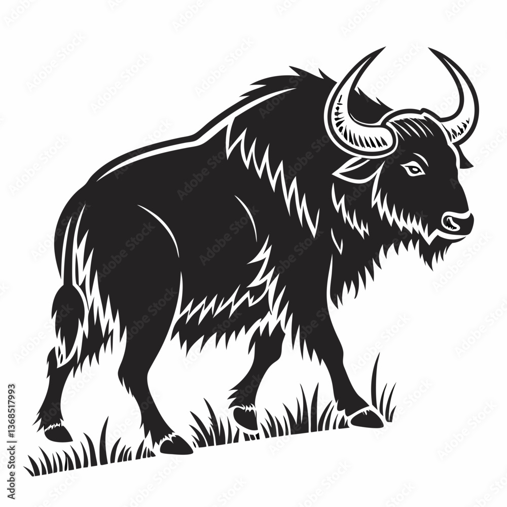 Obraz premium Yak black silhouette icon vector