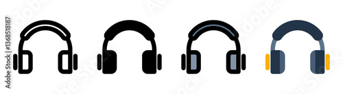 Modern headphone icon with simple and elegant design. Ideal for music, audio and entertainment related applications.
