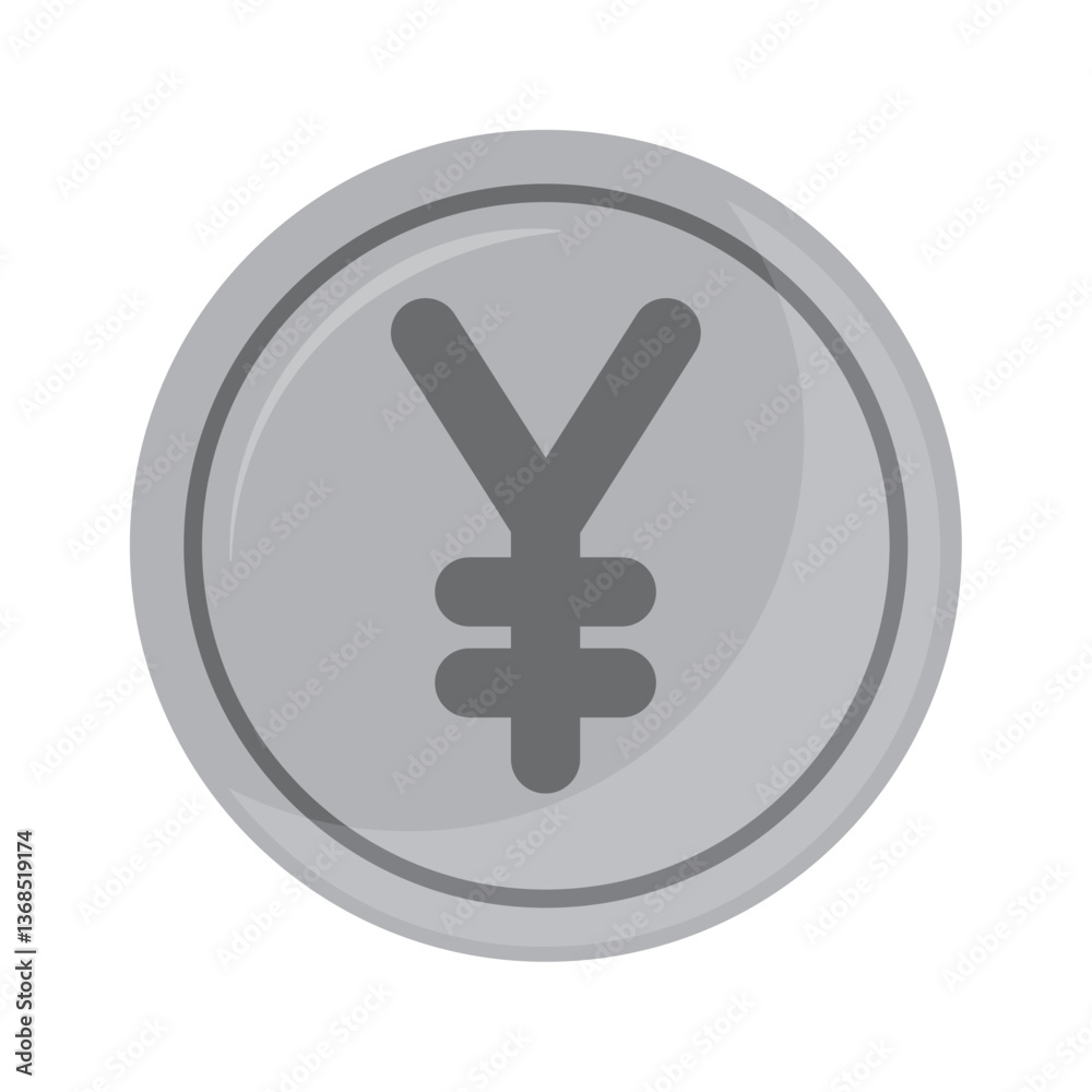 Vector image of gray coin icon with white background Vector image of gray coin icon with white background