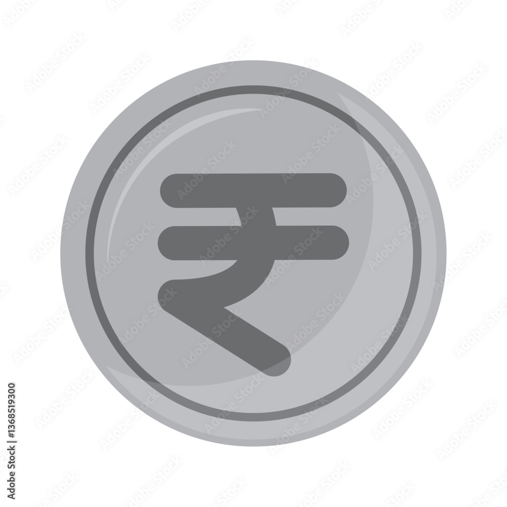 Vector image of gray coin icon with white background Vector image of gray coin icon with white background