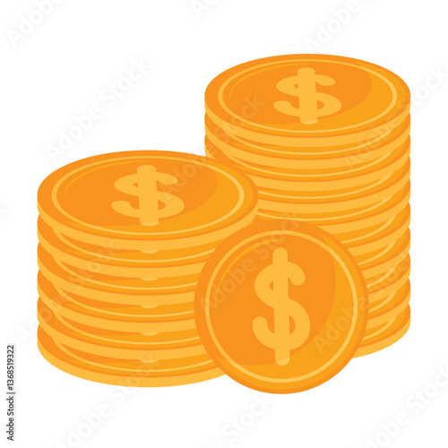 vector image of coins icon with white background
