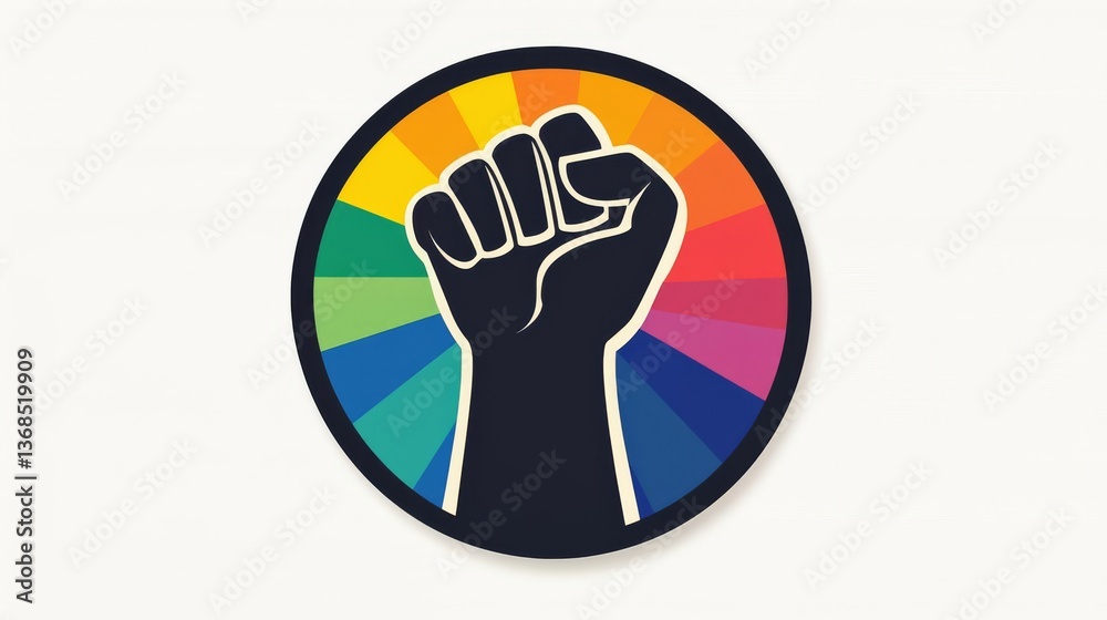 Obraz premium Empowerment symbol illustrating strength and unity through a raised fist in vibrant colors.