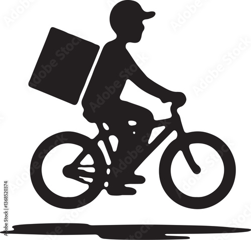  Bicycle Delivery Silhouette Vector Design:
