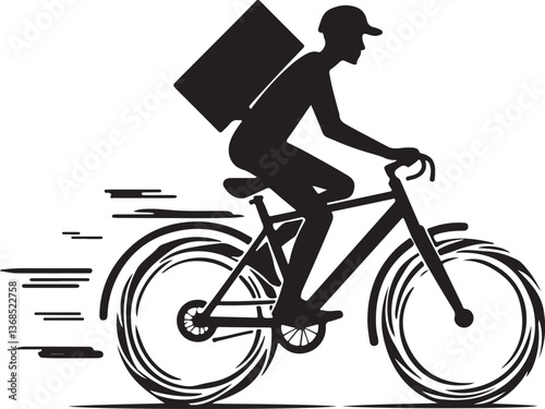  Bicycle Delivery Silhouette Vector Design: