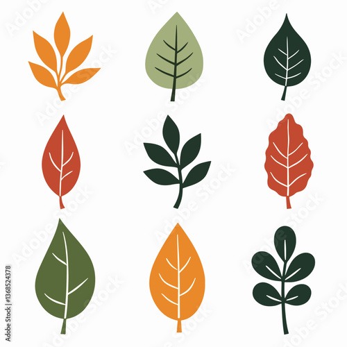 Flowers flat icons. Color vector illustration. Different flowers with green leaves vector illustration. Logo symbols for ui design and business promotion	