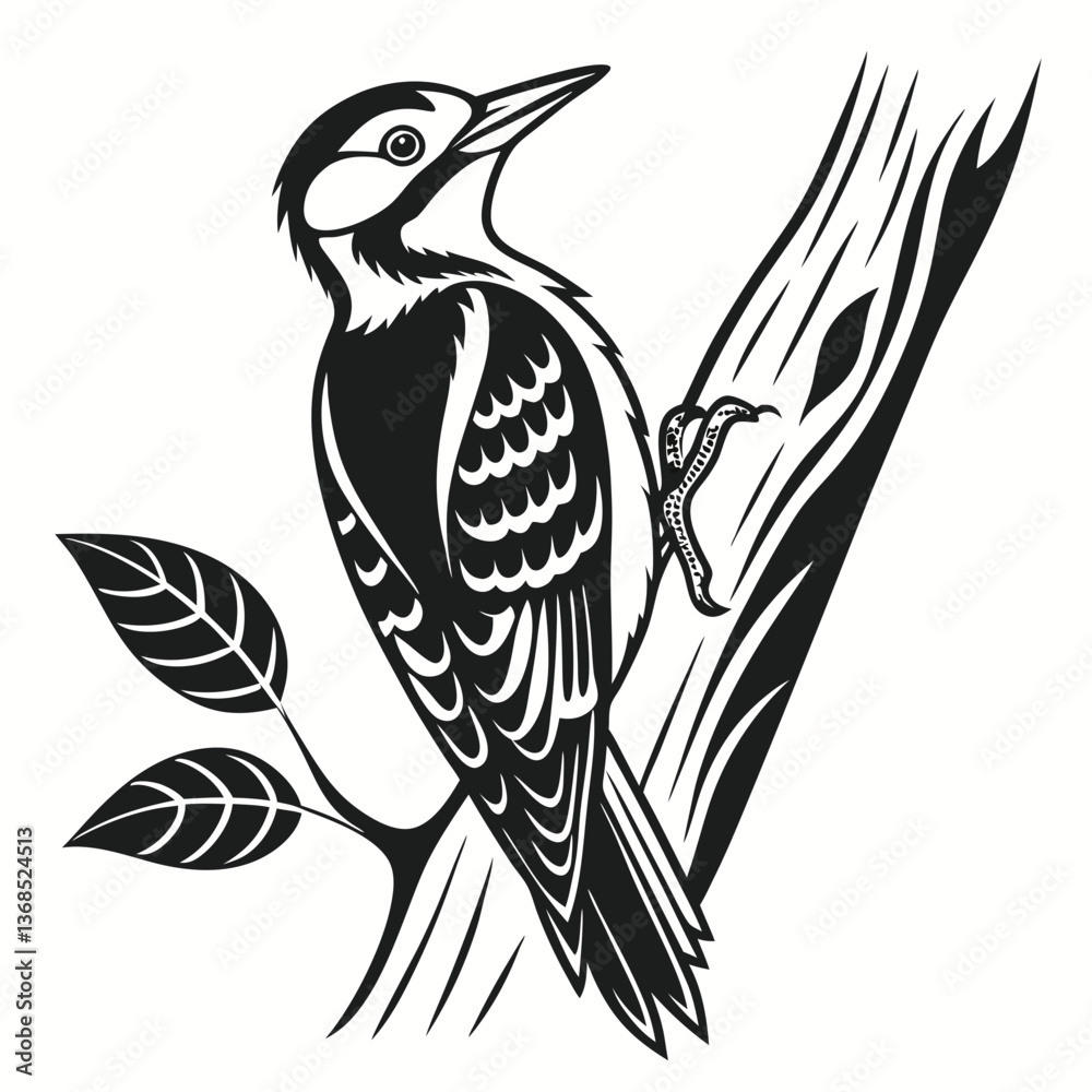 Naklejka premium Woodpecker black silhouette icon vector