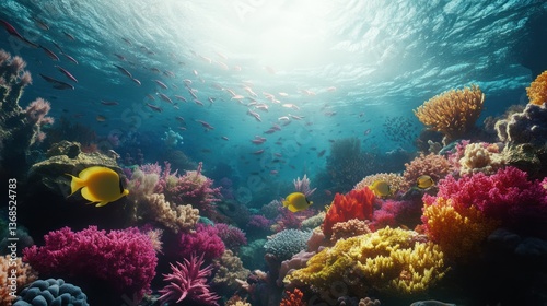 Wallpaper Mural Vibrant coral reef teeming with marine life, sunlight filtering through water. Torontodigital.ca
