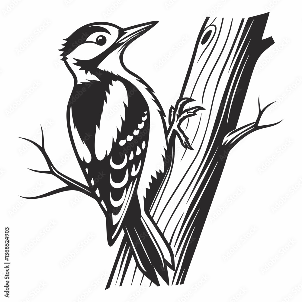 Naklejka premium Woodpecker black silhouette icon vector