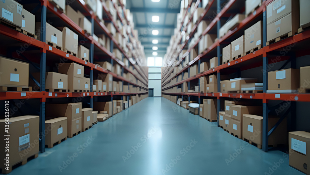 3d Flat icon as Warehouse aisle and a stock level dashboard symbolizing stock monitoring in double exposure with copy space. concept as A warehouse aisle blended with a stock level dashboard represent 3d Flat icon as Warehouse aisle and a stock level dashboard symbolizing stock monitoring in double exposure with copy space. concept as A warehouse aisle blended with a stock level dashboard represent