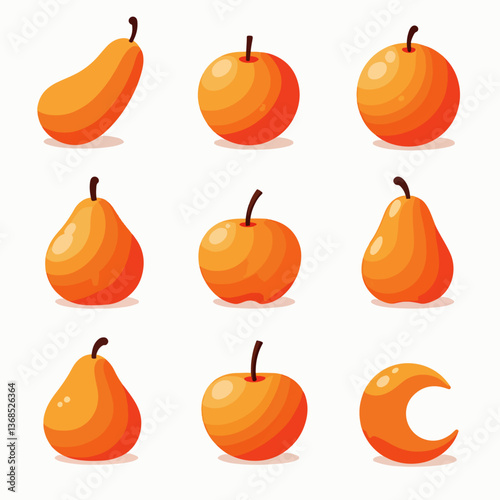 Set of apple vector illustrations on white background	