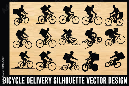  Bicycle Delivery Silhouette Vector Design: