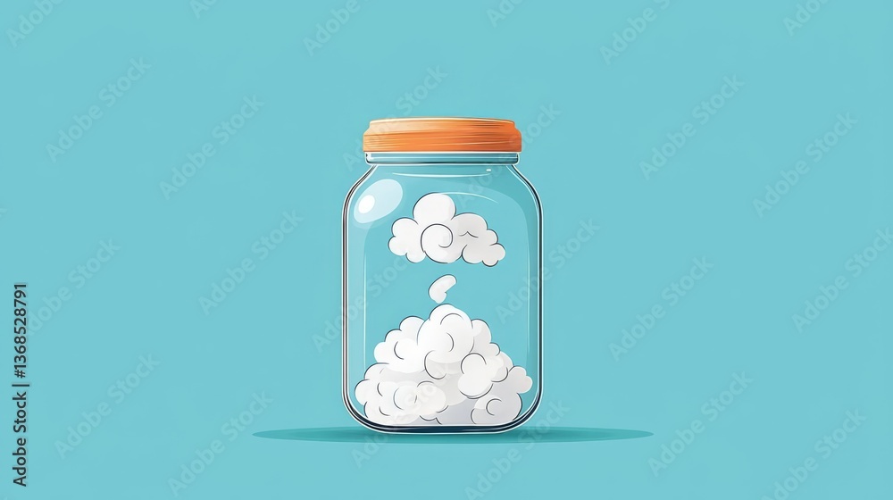 A creative illustration of clouds captured in a jar, symbolizing imagination and dreams. A creative illustration of clouds captured in a jar, symbolizing imagination and dreams.