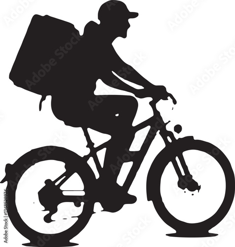  Bicycle Delivery Silhouette Vector Design: