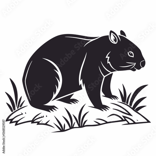 wombat black silhouette icon vector