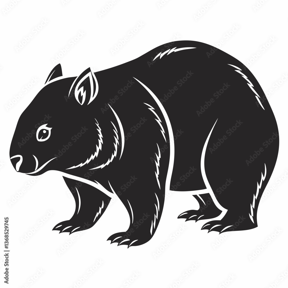 Obraz premium wombat black silhouette icon vector