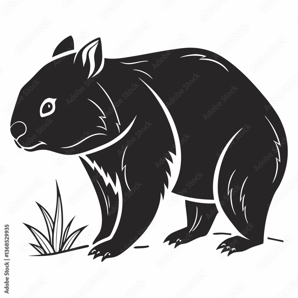 Obraz premium wombat black silhouette icon vector