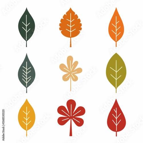 Leaves set illustration vector white background collection	