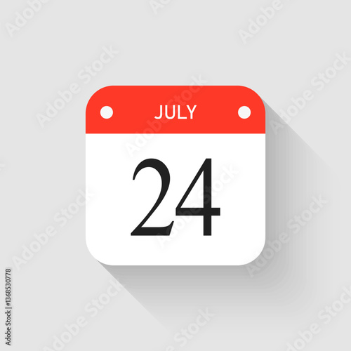 Free Download Vector icon page day calendar - 24 July month - GFXLoad