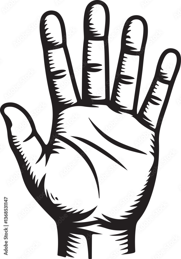 Obraz premium Hand drawn Vector Black Raised hand Illustration