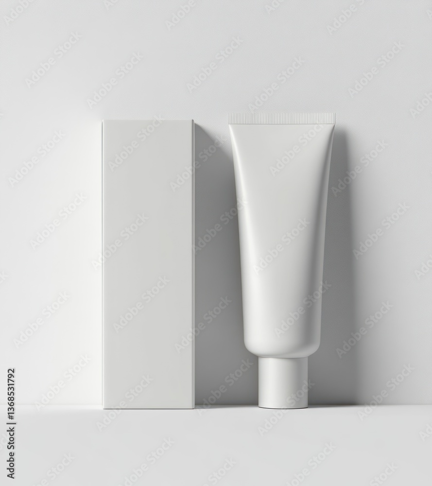 Cosmetic Tube with Box Mockup for Skincare or Beauty Product Promotion Cosmetic Tube with Box Mockup for Skincare or Beauty Product Promotion