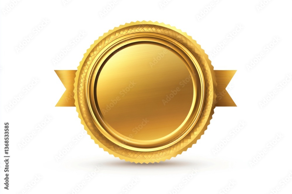 Golden Award Seal with Ribbon Blank Metallic Medal for Achievement Golden Award Seal with Ribbon Blank Metallic Medal for Achievement