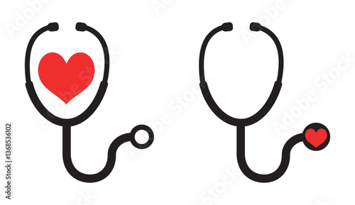 Stethoscope silhouette icon. Medical equipment of a doctor for measuring pressure and listening to heartbeat. Medical subjects, patient care. Medical device, flat icon. Health. EPS 10. Vector illustra