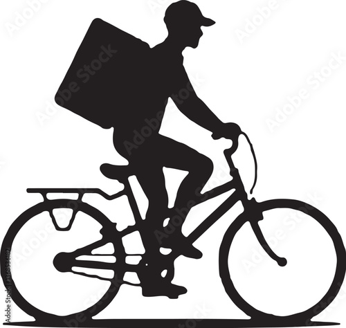  Bicycle Delivery Silhouette Vector Design: