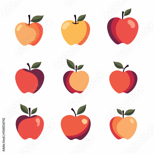 Cartoon apple Set Illustration on a white background, apple set icon	