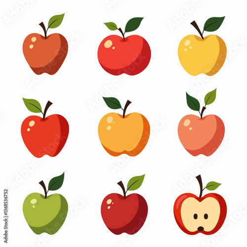 Set of apple vector illustrations on white background	